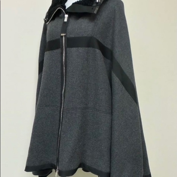 HIGH by Claire Campbell gray/black wool cape - Picture 6 of 9